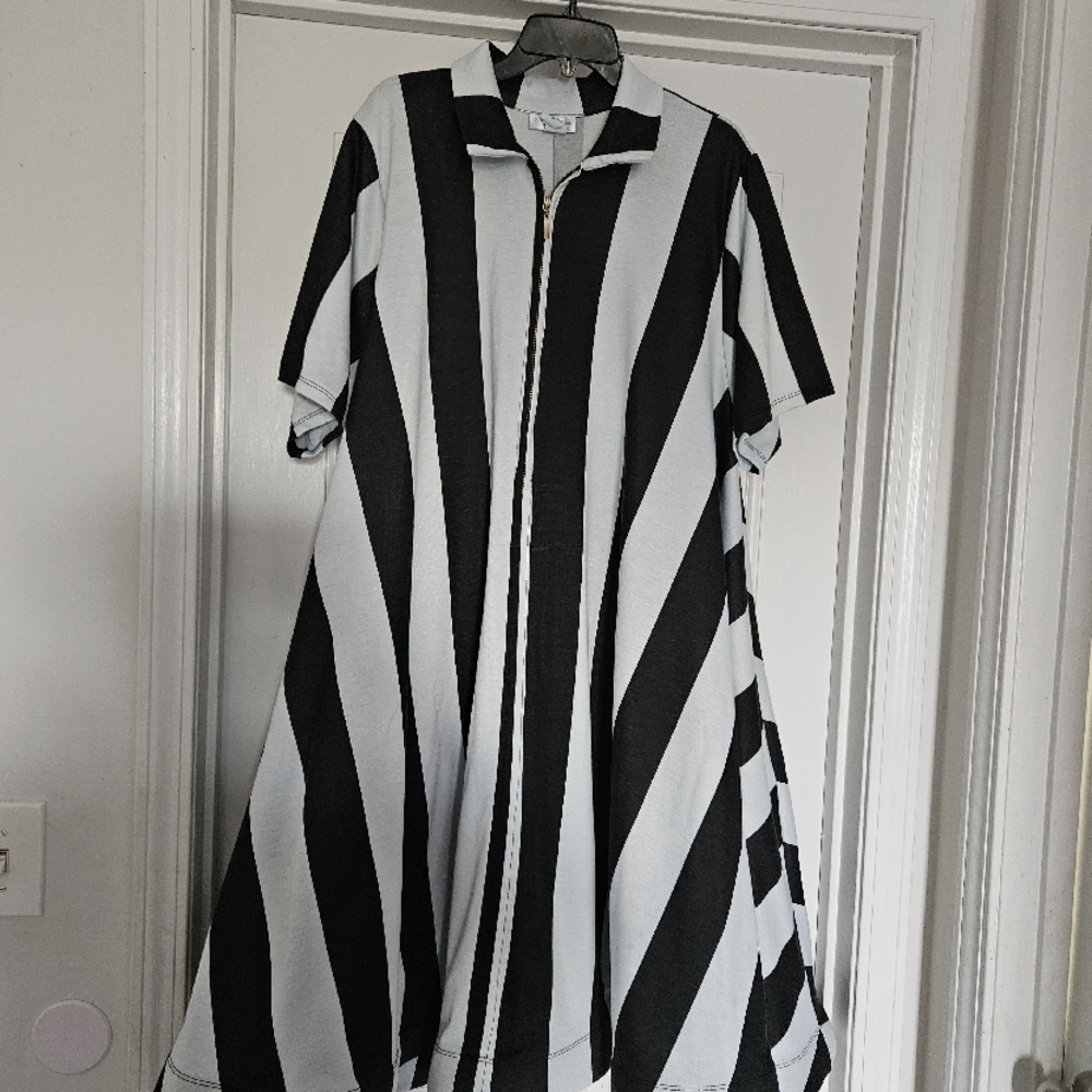Black and White Striped Midi Dress